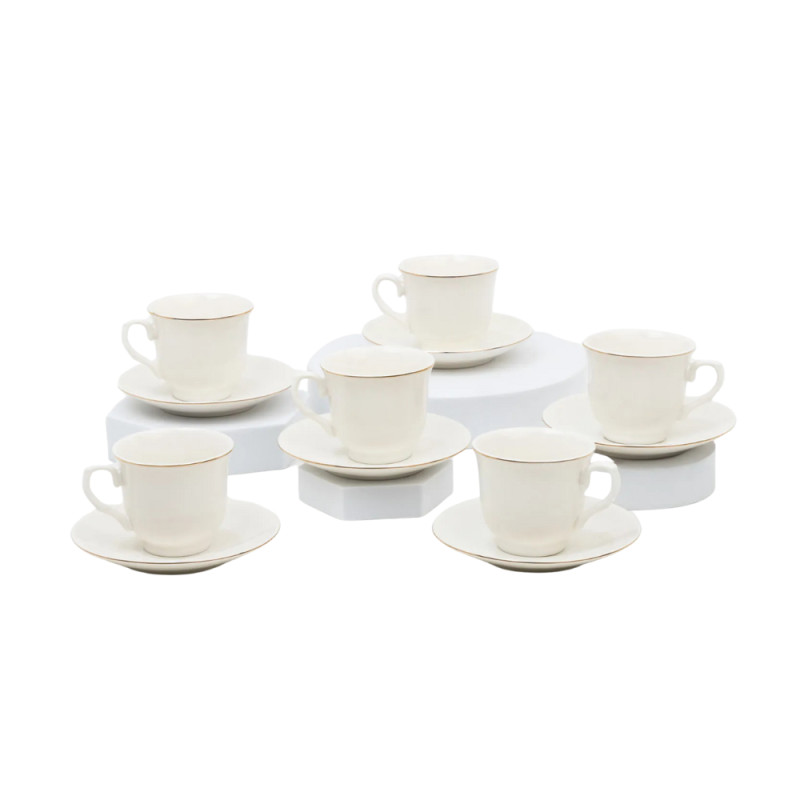 Fincan + Nəlbəki Dəsti 6-lı - 6,3×5,5 sm ölçülü fincan və 11 sm nəlbəki